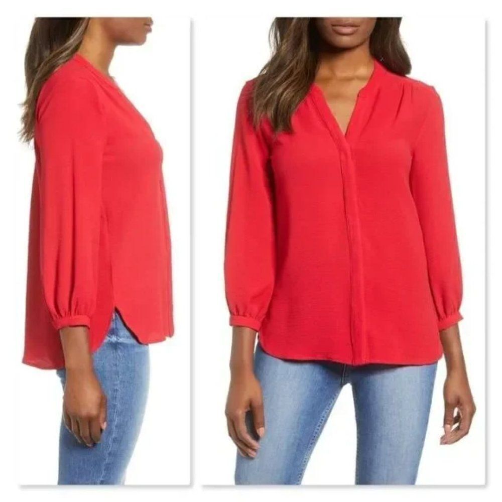 Gibson Back Pleat Blouse - size XL in Red